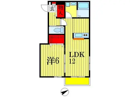 モンテベルデ(1LDK/2階)の間取り写真