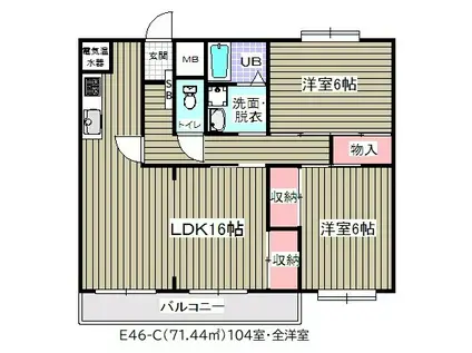 阿部南葛西第1マンション(2LDK/1階)の間取り写真