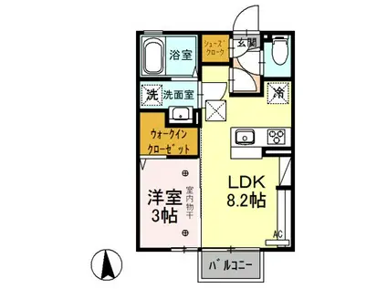 アドバンス(1LDK/1階)の間取り写真