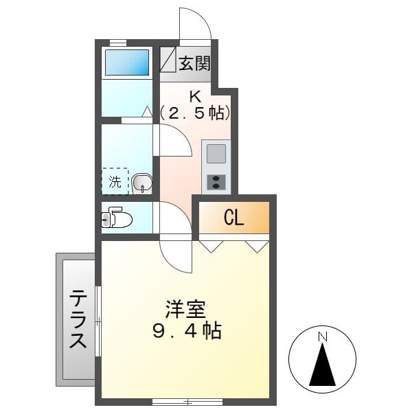 HIGH CREA(1K/1階)の間取り写真