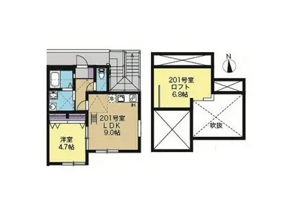 ファーストブライツテラス(1LDK/2階)の間取り写真