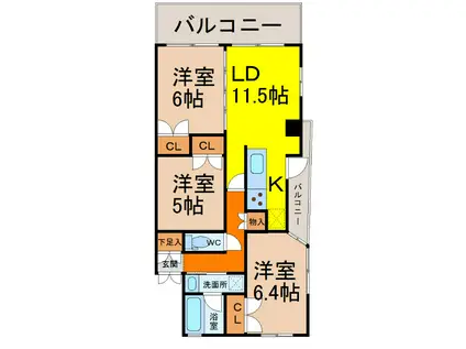 リエトコート丸の内(3LDK/2階)の間取り写真