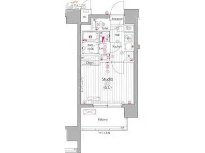 ガーラ・ステーション横濱阪東橋(1K/2階)の間取り写真