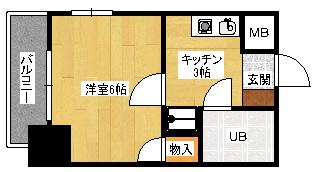 ダイアパレス比治山パークサイド(1K/2階)の間取り写真