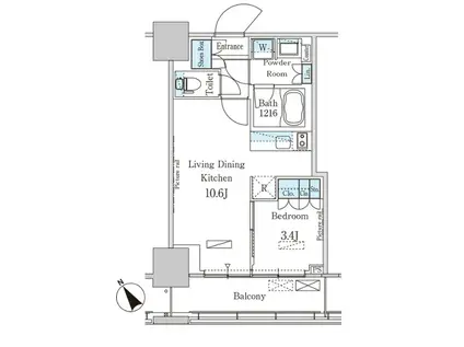 パークアクシス横濱関内スクエア(1LDK/5階)の間取り写真