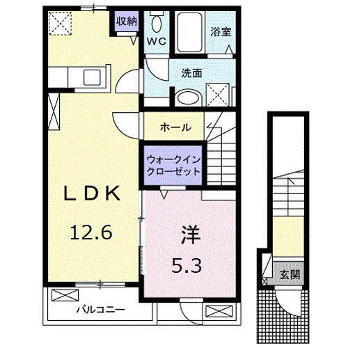 アプファールドI(1LDK/2階)の間取り写真