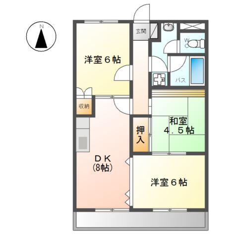 イーストピアはなみずき(3DK/2階)の間取り写真
