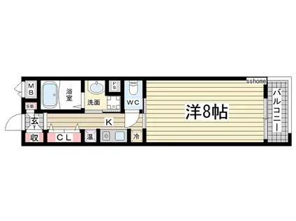 CASAROKKO友田町(1K/3階)の間取り写真