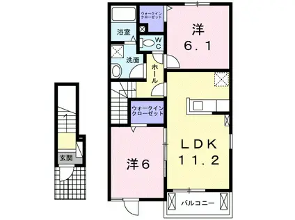 ヴェラーノ(2LDK/2階)の間取り写真