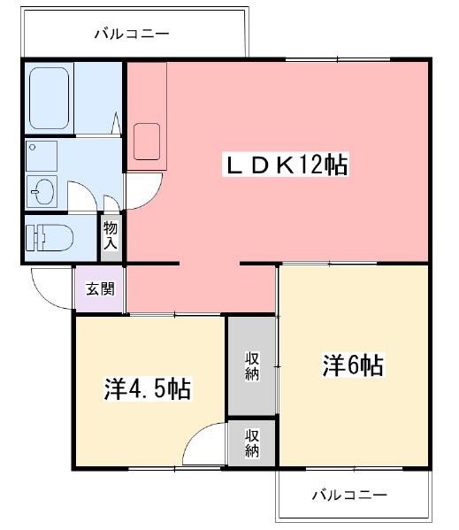 インタービレッジ網干駅前(2LDK/4階)の間取り写真