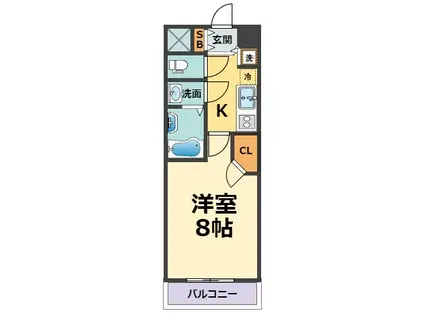 ルモンド甲子園(1K/2階)の間取り写真