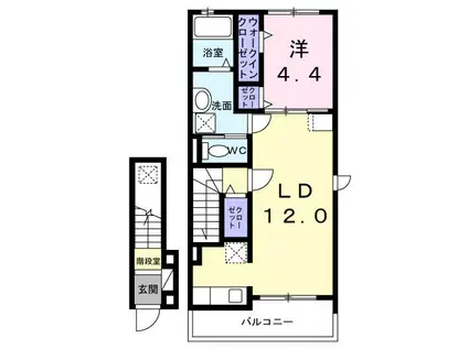 FOUR(1LDK/2階)の間取り写真