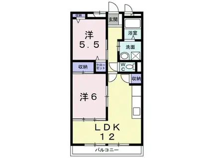 ボワフォンテーヌ(2LDK/2階)の間取り写真