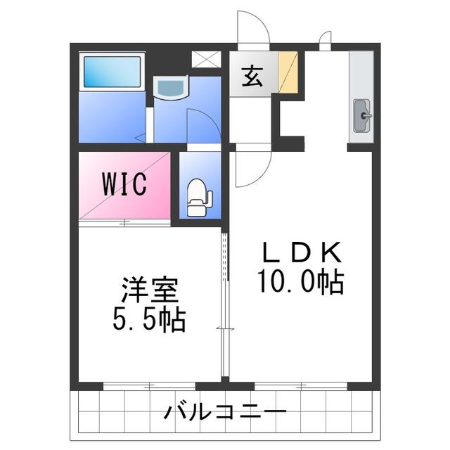 テラス新中通(1LDK/1階)の間取り写真