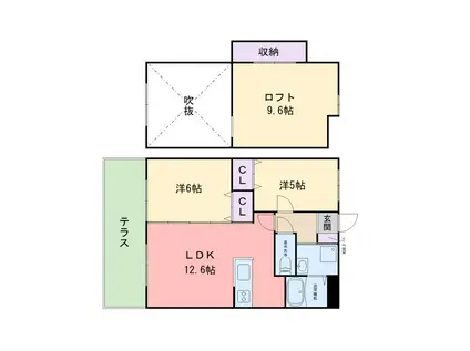 オリエンタルコート加布里駅前I(2SLDK/1階)の間取り写真