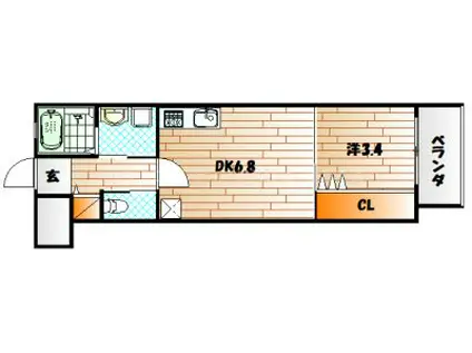 ギャラン竪町NEO(1DK/14階)の間取り写真