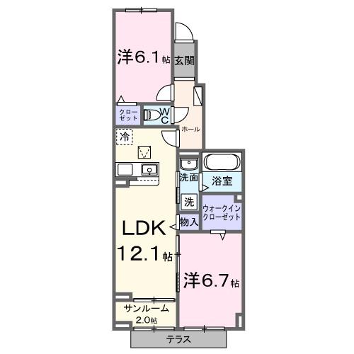 ルーチェ城東(2LDK/1階)の間取り写真