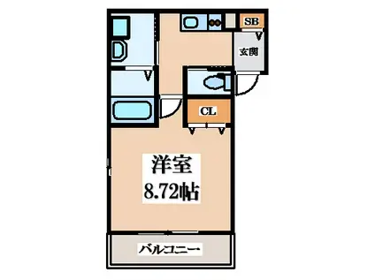 KTIレジデンス若江岩田II(1K/1階)の間取り写真