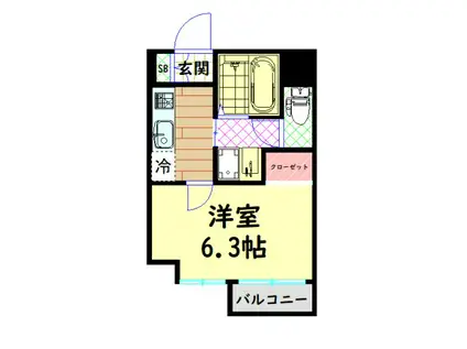 クリスタルグランツ難波ウエスト(1K/4階)の間取り写真