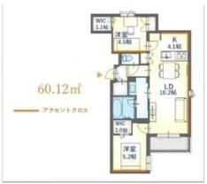 内代レジデンスノース(2LDK/3階)の間取り写真