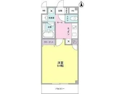 アメニティヒルズII(1K/1階)の間取り写真