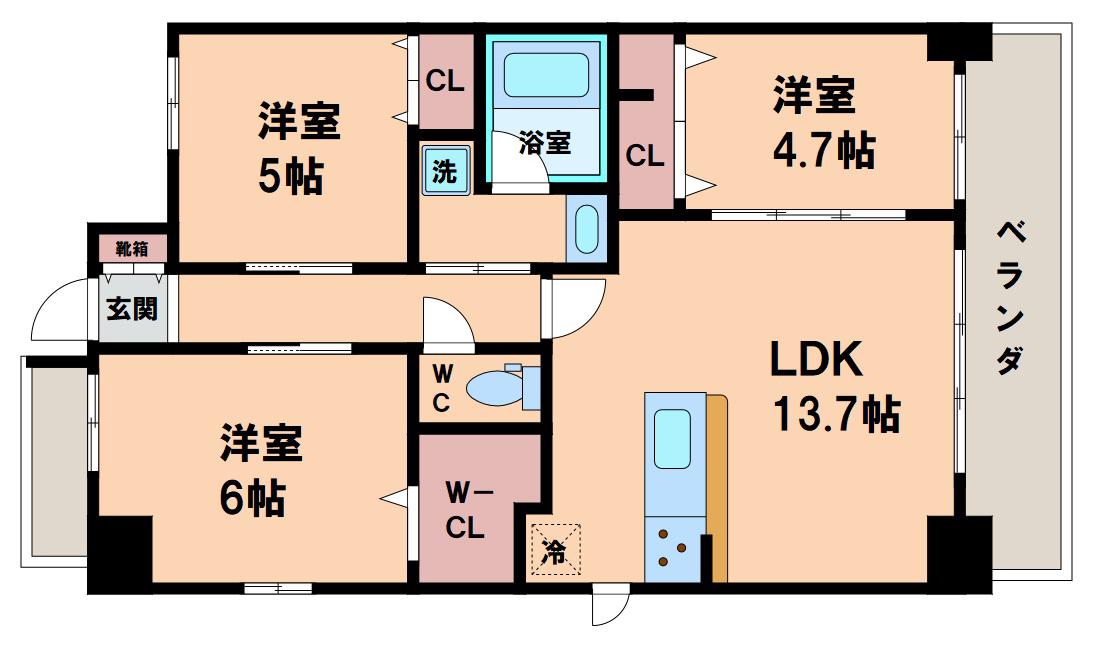 ソル グランデ(3LDK/4階)の間取り写真