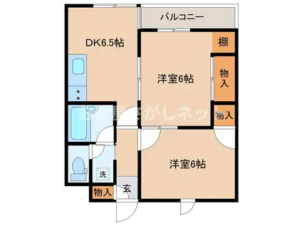 Kレジデンス浅草学生・社会人にオススメ初期費用分(2DK/2階)の間取り写真