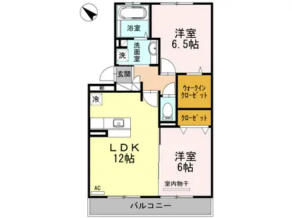 ベルヴィル カメリア A棟(2LDK/3階)の間取り写真