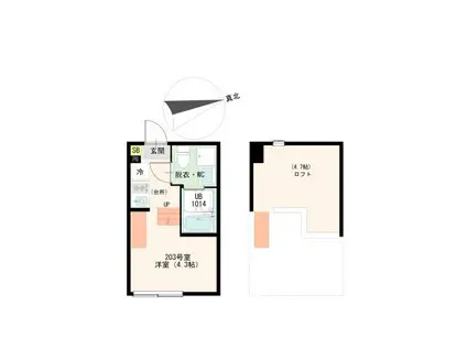 GRAND TERRACE AOI(1K/2階)の間取り写真