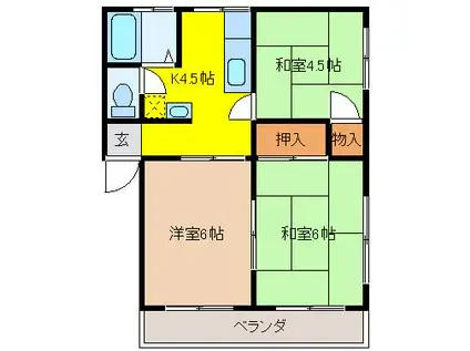 メゾン第一A(3K/2階)の間取り写真