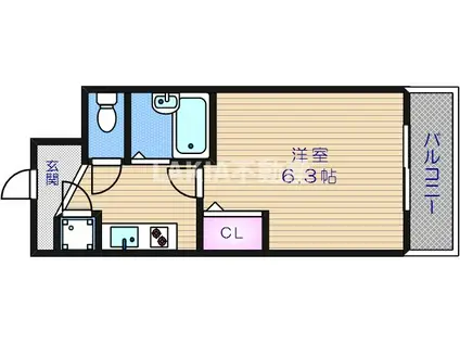 S・Eファースト(1K/3階)の間取り写真