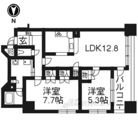 アンビエント京都駅前(2LDK/4階)の間取り写真