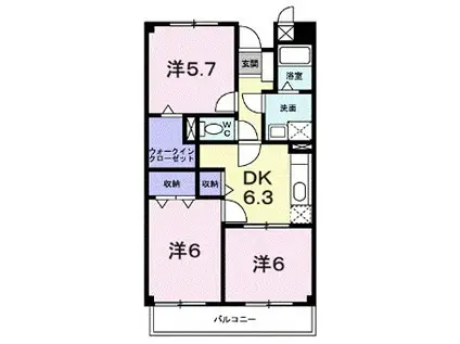 ヴェルジェ(3DK/2階)の間取り写真