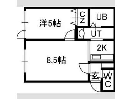プラッツ南16条(1LDK/2階)の間取り写真