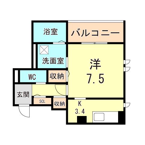 西新町PJ(1LDK/2階)の間取り写真