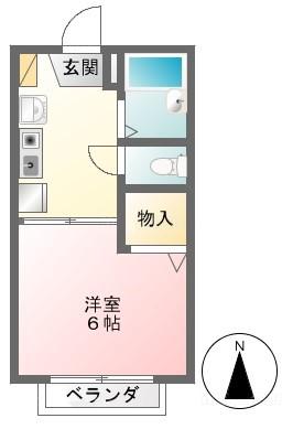 クレストコート(1K/2階)の間取り写真