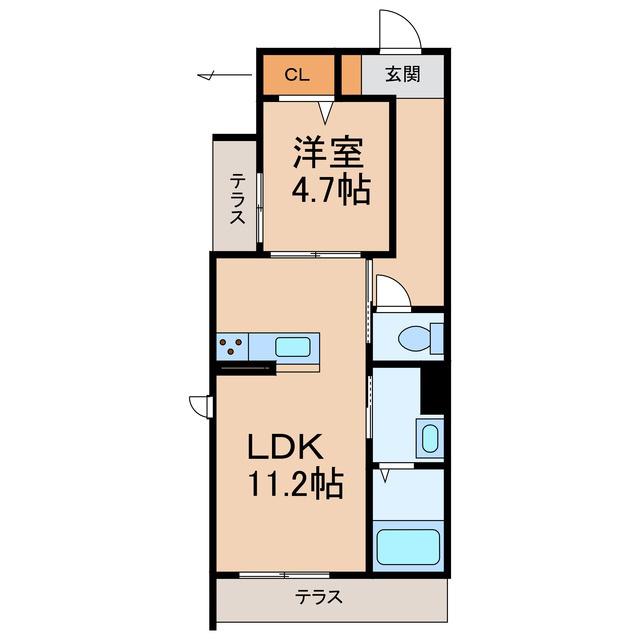 ハルミエールII(1LDK/1階)の間取り写真