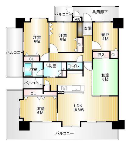 エバーライフネアシティ久留米壱番館(4SLDK/8階)の間取り写真