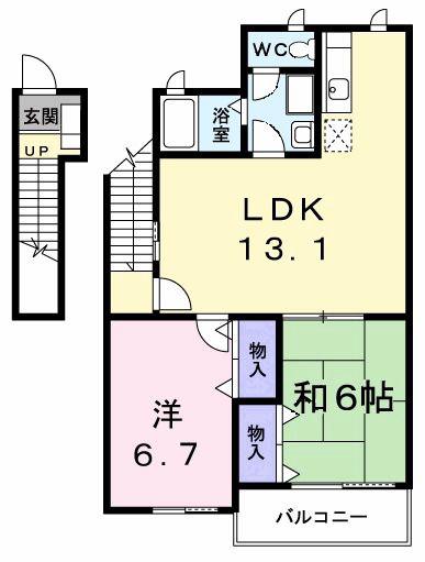パピリオ初瀬(2LDK/2階)の間取り写真