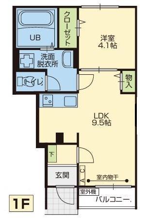 アスガルドB棟(1LDK/2階)の間取り写真