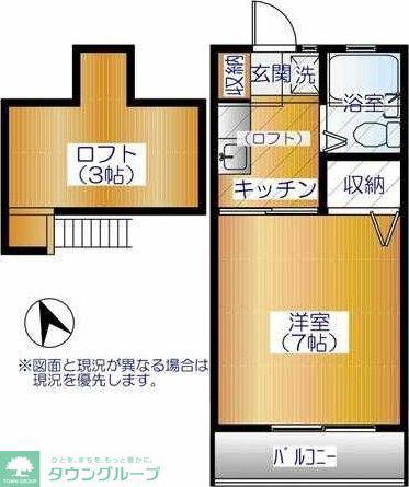 ジュネスPARTⅡ(1K/2階)の間取り写真
