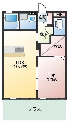 RISECASA(1LDK/1階)の間取り写真