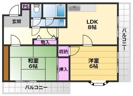 カサ・ド・エムズ(2LDK/4階)の間取り写真