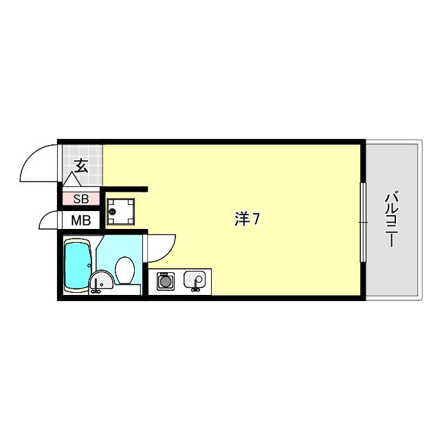 甲子園上鳴尾シティハウス(ワンルーム/2階)の間取り写真