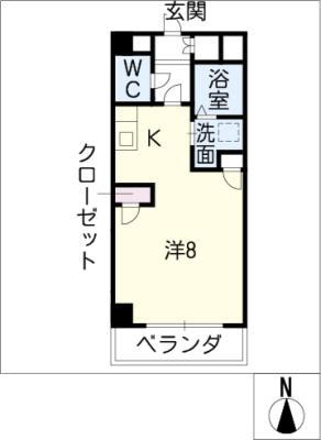 レイパークマンション(ワンルーム/4階)の間取り写真