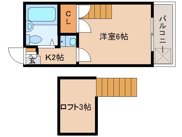 レオ四条大路(1K/2階)の間取り写真