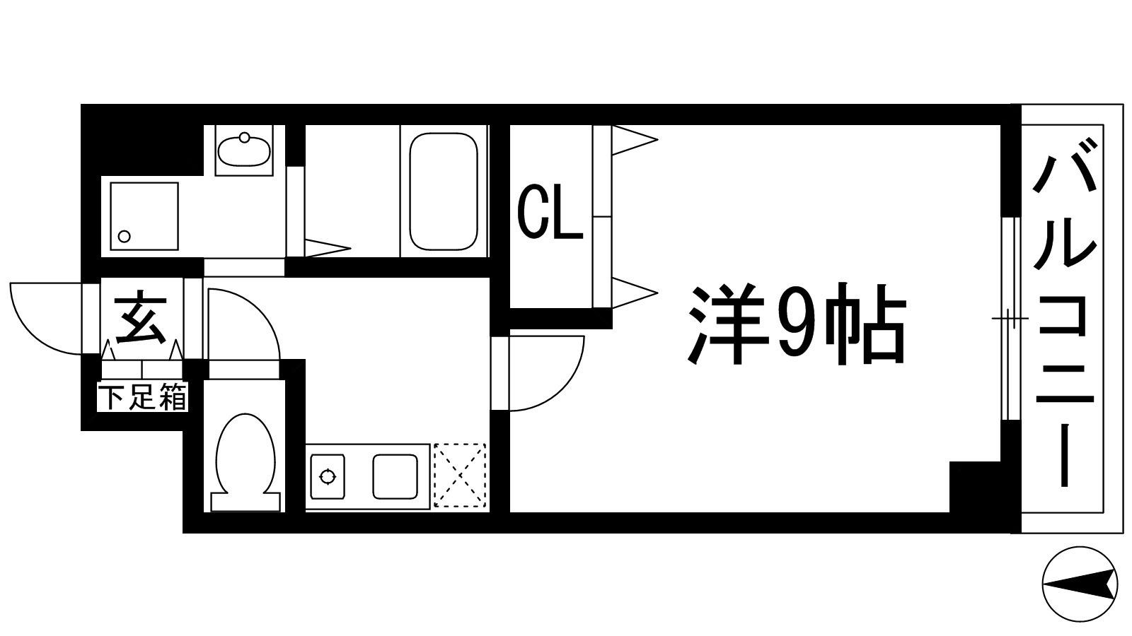メルヴェイユドミール(1K/4階)の間取り写真