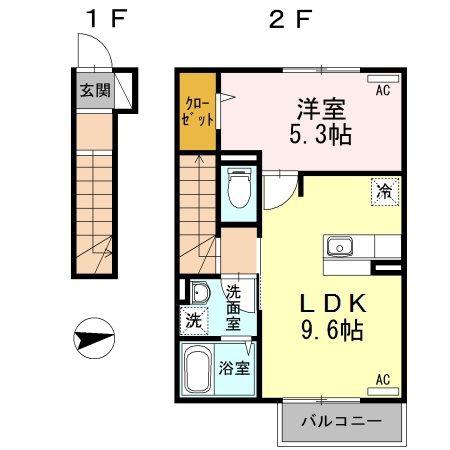 アイリスコート(1LDK/2階)の間取り写真