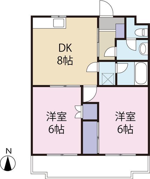 アメニティ富士(2DK/2階)の間取り写真