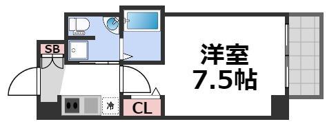 ラシーヌ天王寺町南(1K/7階)の間取り写真